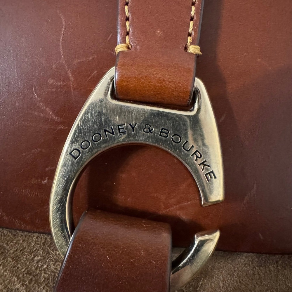 VTG Dooney & Bourke Horseshoe Buckle Brown Suede Leather Crossbody Equestrian - Picture 2 of 10